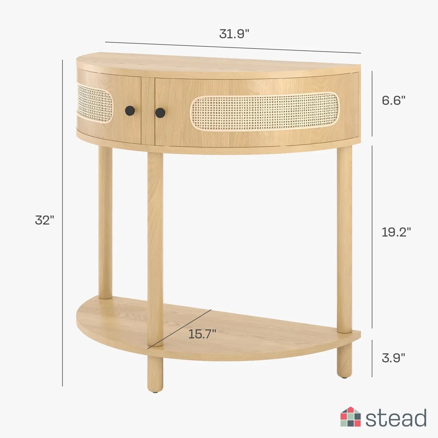 Rattan Half Moon Entry Table